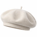Baskenmütze Einheitsgröße Stricktextil Creme für Damen im klassischen Stil