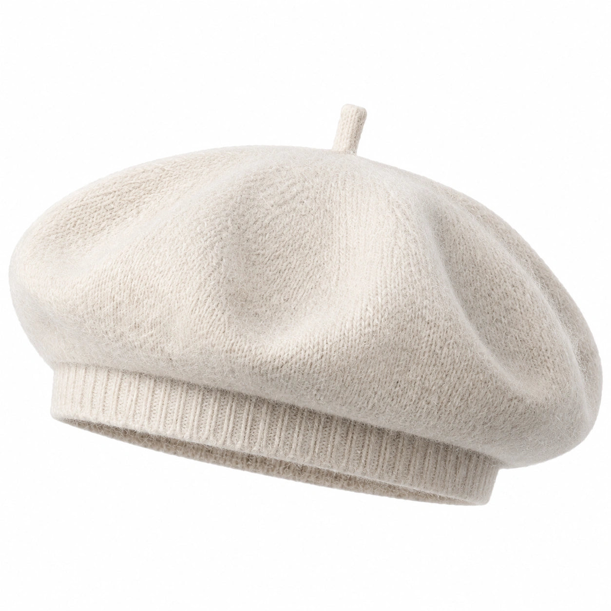 Baskenmütze Einheitsgröße Stricktextil Creme für Damen im klassischen Stil