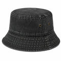 Bucket Hat Einheitsgröße aus Denim Schwarz mit Ösen im Freizeitstil