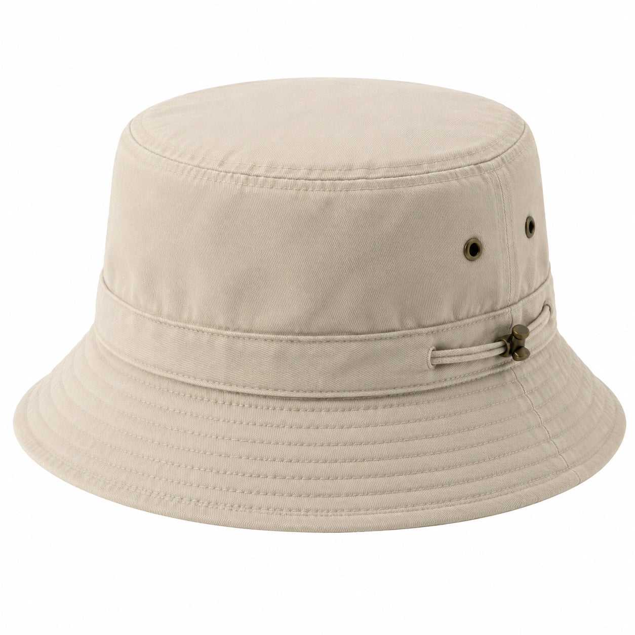 Anglerhut Einheitsgröße aus Baumwollgewebe in Beige mit Kordelzug