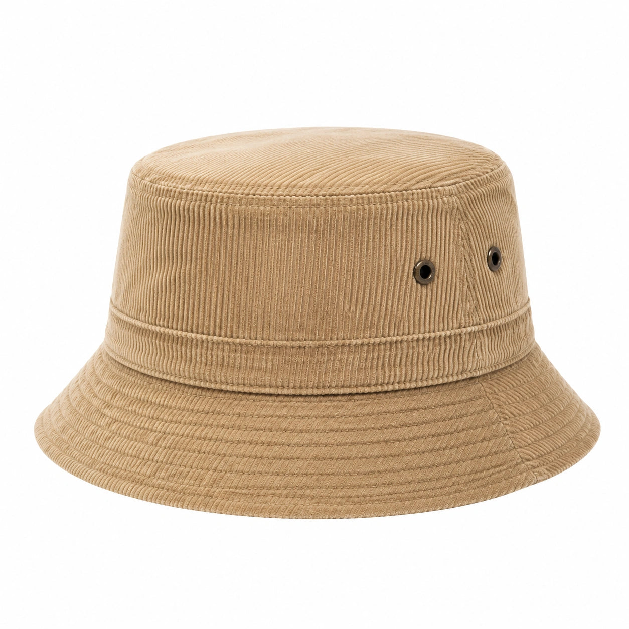 Bucket Hat Einheitsgröße aus Cord Beige mit Belüftungsösen