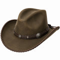 Cowboyhut Einheitsgröße Braun mit geflochtenem Kunstlederband Westernstil