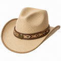 Cowboyhut Einheitsgröße geflochtene Naturfaser Beige Westernstil