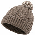 Strickmütze Einheitsgröße Taupe mit Bommel und Rippbündchen
