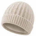 Strickmütze Einheitsgröße aus Stricktextil Creme für Alltag mit Rippstruktur