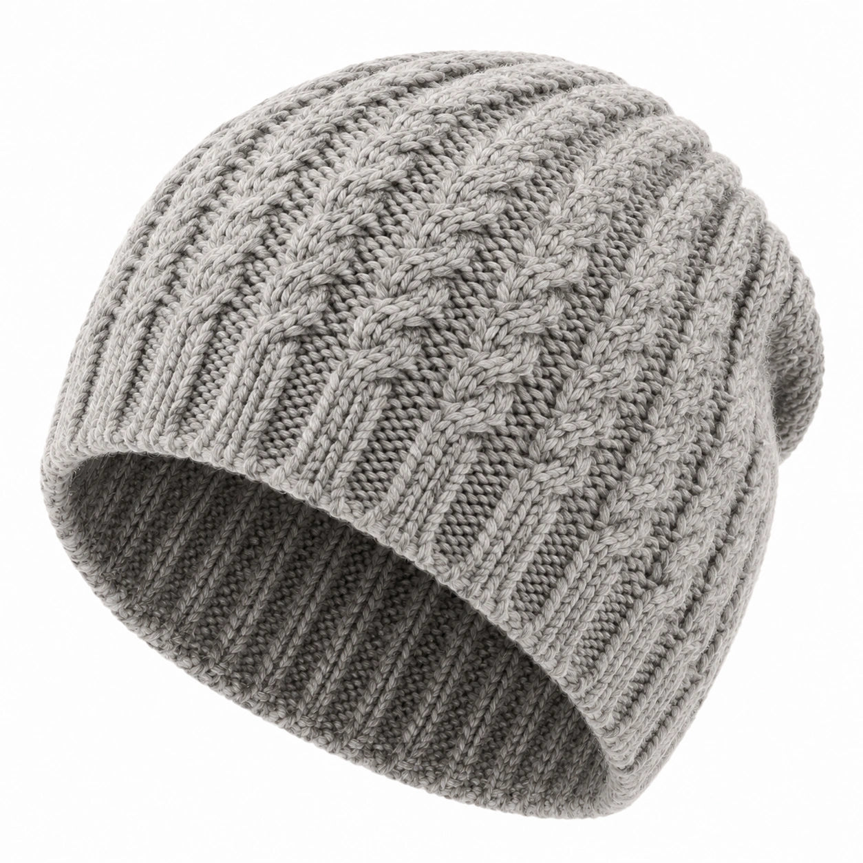 Strickmütze Einheitsgröße aus Strickmaterial Grau für Alltag im Rippstrick-Design