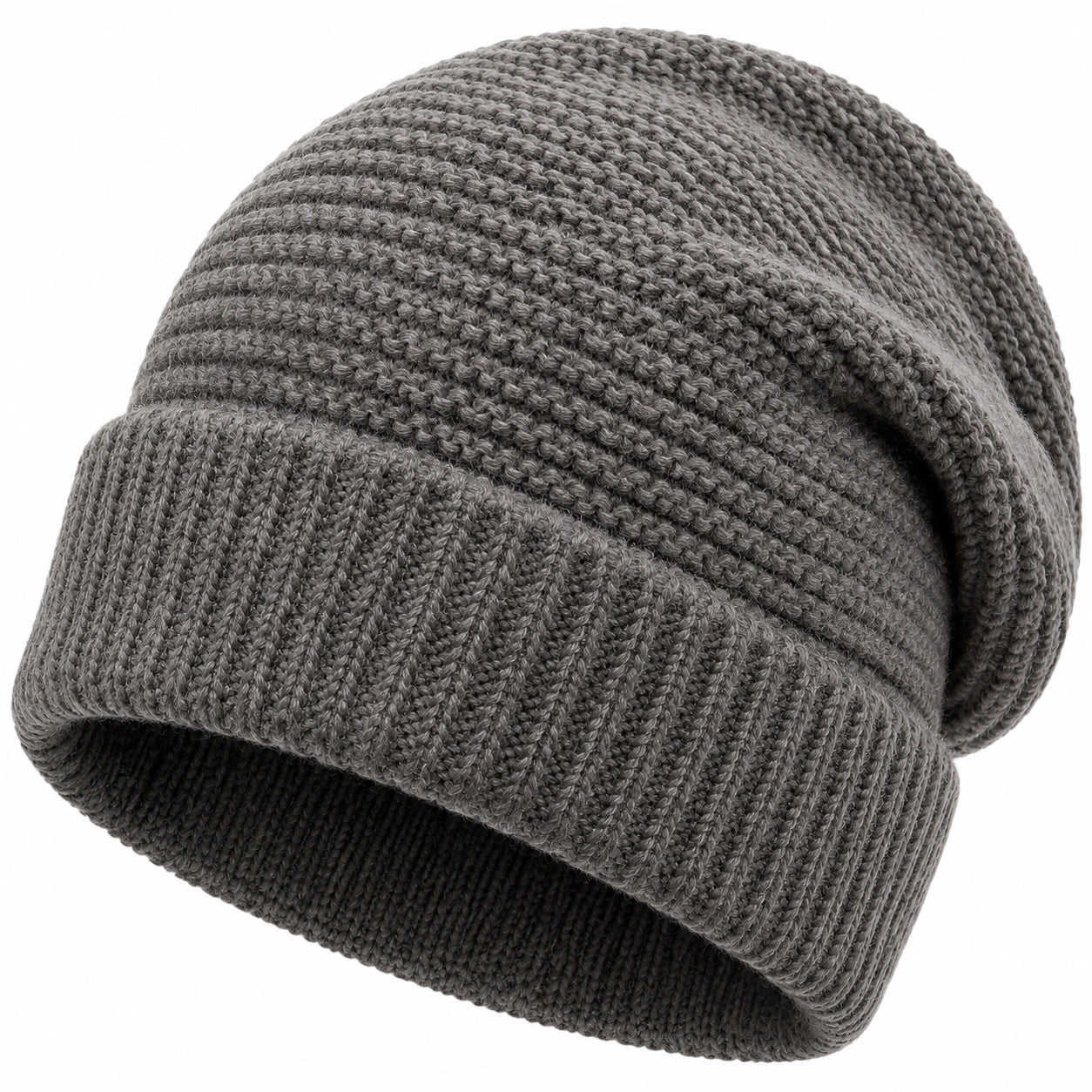 Strickmütze Einheitsgröße grau mit Umschlag für den Alltag