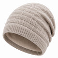 Strickmütze Einheitsgröße Beige mit Fleecefutter und Rippbund
