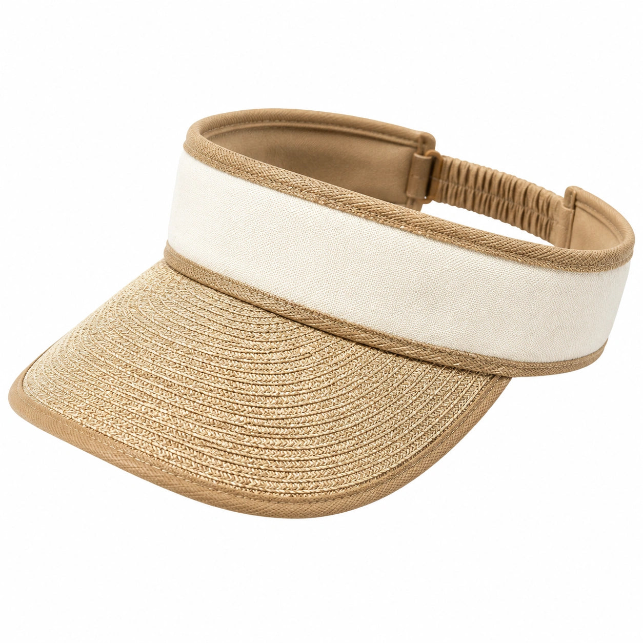 Damen Sonnenvisier Einheitsgröße aus Textil in Beige mit verstellbarem Elastikband