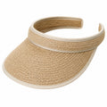 Damen Sonnenvisor Einheitsgröße aus geflochtenem Papierstroh in Beige - offenes Design für Sonnenschutz
